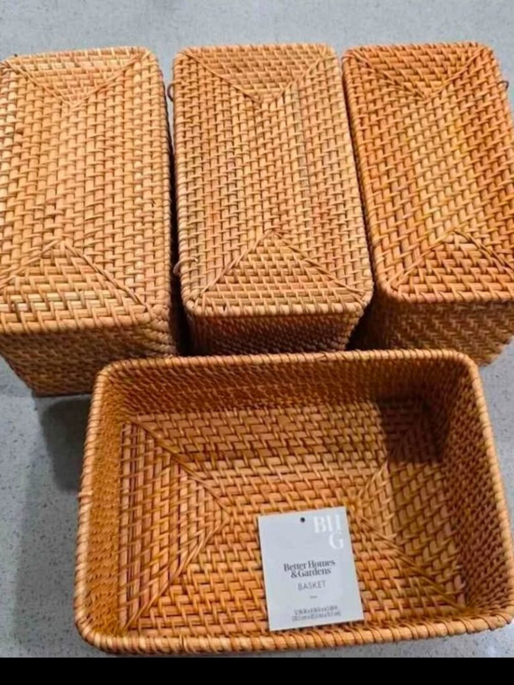 Better Homes & Gardens Brown Rattan Organizer Basket with Lid